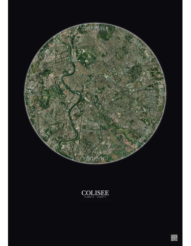 Affiche Colisee – Poster vue satellite 5km Couleur | Gravura – Fond foncé