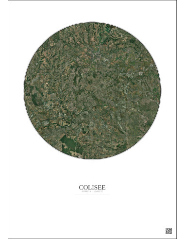 Affiche Colisee – Poster vue satellite 20km Couleur | Gravura – Fond clair
