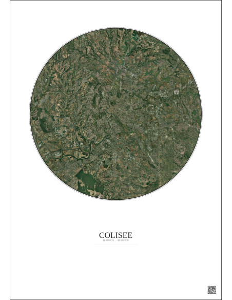 Affiche Colisee – Poster vue satellite 20km Couleur | Gravura – Fond clair
