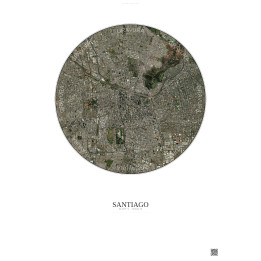 Affiche Santiago – Poster vue satellite 6km Couleur | Gravura – Fond clair