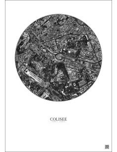 Affiche Colisee – Poster vue satellite 1km N&B | Gravura – Fond clair