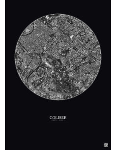 Affiche Colisee – Poster vue satellite 2.5km N&B | Gravura – Fond foncé