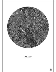 Affiche Colisee – Poster vue satellite 2.5km N&B | Gravura – Fond clair