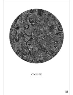 Affiche Colisee – Poster vue satellite 5km N&B | Gravura – Fond clair