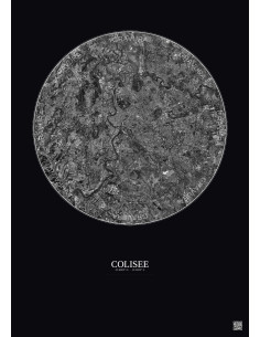 Affiche Colisee – Poster vue satellite 10km N&B | Gravura – Fond foncé