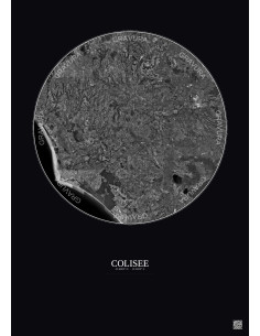 Affiche Colisee – Poster vue satellite 30km N&B | Gravura – Fond foncé