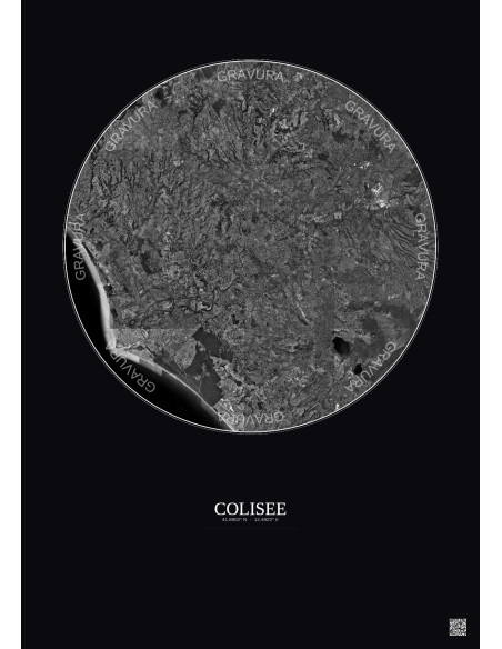 Affiche Colisee – Poster vue satellite 30km N&B | Gravura – Fond foncé