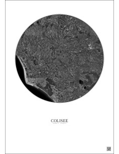 Affiche Colisee – Poster vue satellite 30km N&B | Gravura – Fond clair