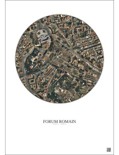Affiche Forum Romain – Poster vue satellite 0.5km Couleur | Gravura – Fond clair