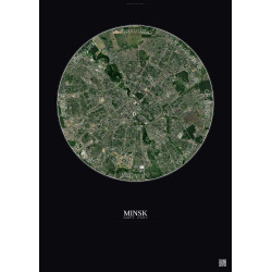 Affiche Minsk – Poster vue satellite 6km Couleur | Gravura – Fond foncé