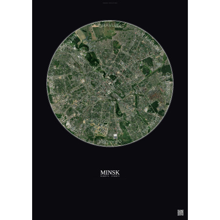 Affiche Minsk – Poster vue satellite 6km Couleur | Gravura – Fond foncé