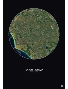 Affiche Forum Romain – Poster vue satellite 30km Couleur | Gravura – Fond foncé