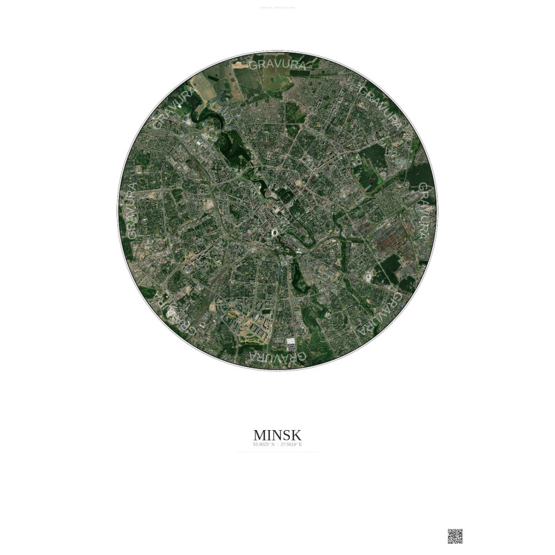 Affiche Minsk – Poster vue satellite 6km Couleur | Gravura – Fond clair