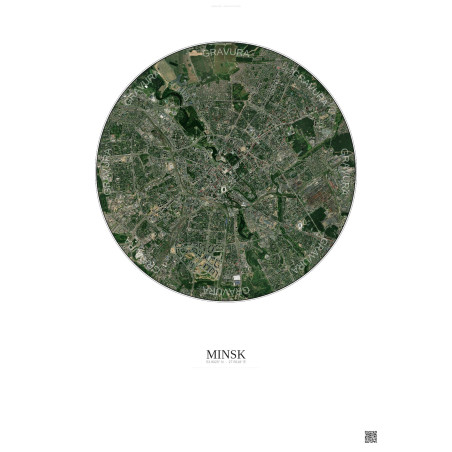 Affiche Minsk – Poster vue satellite 6km Couleur | Gravura – Fond clair