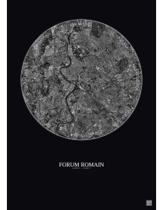 Affiche Forum Romain – Poster vue satellite 5km N&B | Gravura – Fond foncé