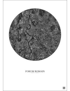 Affiche Forum Romain – Poster vue satellite 5km N&B | Gravura – Fond clair