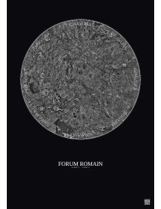 Affiche Forum Romain – Poster vue satellite 20km N&B | Gravura – Fond foncé