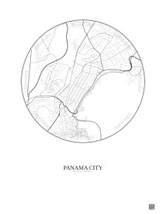 Affiche Panama City – Poster carte de ville 2.5km | Gravura – Fond clair