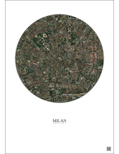 Milan Satellite View Poster 2.5km Color | Gravura – Light background