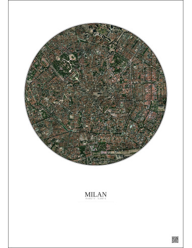 Milan Satellite View Poster 2.5km Color | Gravura – Light background