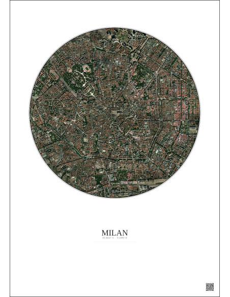 Milan Satellite View Poster 2.5km Color | Gravura – Light background