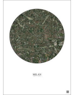 Milan Satellite View Poster 5km Color | Gravura – Light background