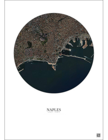 Affiche Naples – Poster vue satellite 2.5km Couleur | Gravura – Fond clair