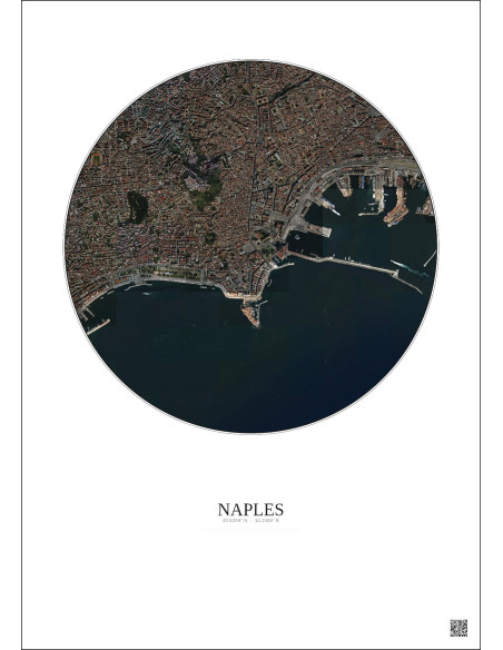 Affiche Naples – Poster vue satellite 2.5km Couleur | Gravura – Fond clair