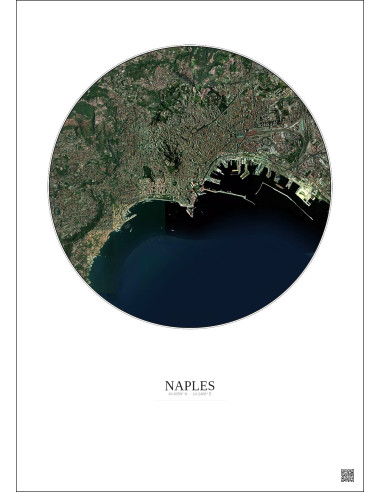 Affiche Naples – Poster vue satellite 5km Couleur | Gravura – Fond clair