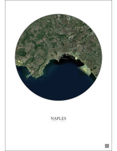 Affiche Naples – Poster vue satellite 10km Couleur | Gravura – Fond clair