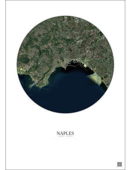 Affiche Naples – Poster vue satellite 10km Couleur | Gravura – Fond clair