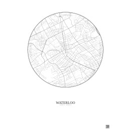 Affiche Waterloo – Poster carte de ville 2.5km | Gravura – Fond clair