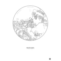 Affiche Manama – Poster carte de ville 10km | Gravura – Fond clair