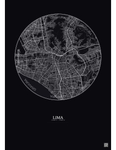 Affiche Lima – Poster carte de ville 10km | Gravura – Fond foncé