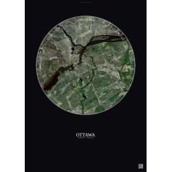 Affiche Ottawa – Poster vue satellite 10km Couleur | Gravura – Fond foncé