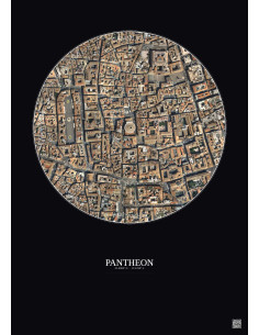 Affiche Pantheon – Poster vue satellite 0.5km Couleur | Gravura – Fond foncé