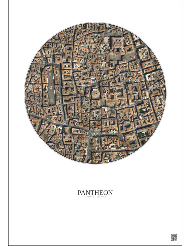 Affiche Pantheon – Poster vue satellite 0.5km Couleur | Gravura – Fond clair