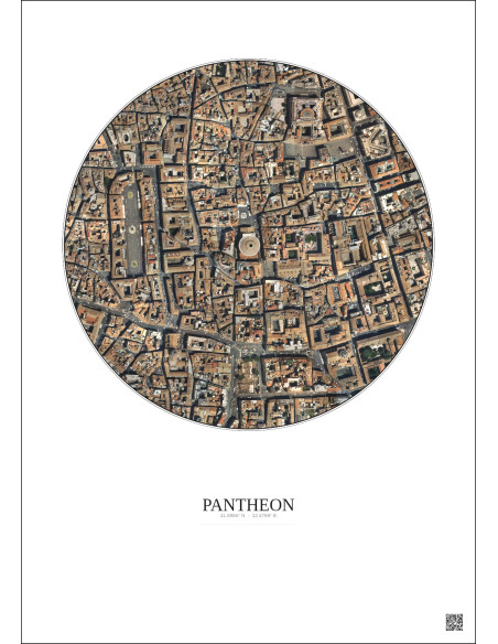 Affiche Pantheon – Poster vue satellite 0.5km Couleur | Gravura – Fond clair
