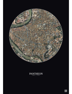 Affiche Pantheon – Poster vue satellite 1km Couleur | Gravura – Fond foncé