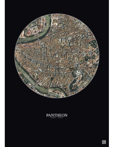 Affiche Pantheon – Poster vue satellite 1km Couleur | Gravura – Fond foncé