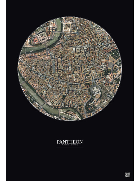 Affiche Pantheon – Poster vue satellite 1km Couleur | Gravura – Fond foncé