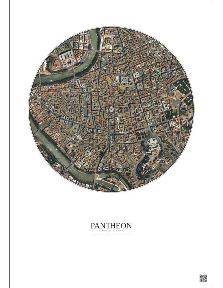 Affiche Pantheon – Poster vue satellite 1km Couleur | Gravura – Fond clair
