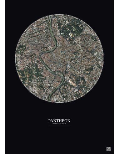 Affiche Pantheon – Poster vue satellite 2.5km Couleur | Gravura – Fond foncé