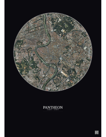 Affiche Pantheon – Poster vue satellite 2.5km Couleur | Gravura – Fond foncé