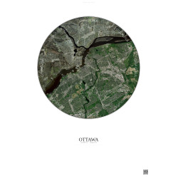 Affiche Ottawa – Poster vue satellite 10km Couleur | Gravura – Fond clair
