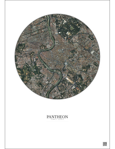 Affiche Pantheon – Poster vue satellite 2.5km Couleur | Gravura – Fond clair