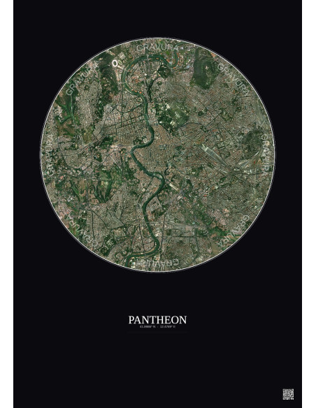 Affiche Pantheon – Poster vue satellite 5km Couleur | Gravura – Fond foncé