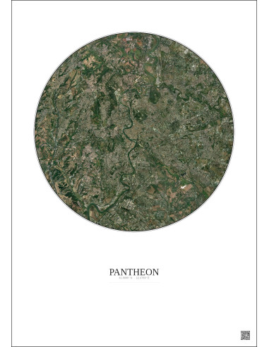 Affiche Pantheon – Poster vue satellite 10km Couleur | Gravura – Fond clair