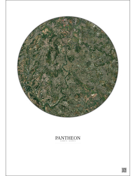Affiche Pantheon – Poster vue satellite 10km Couleur | Gravura – Fond clair