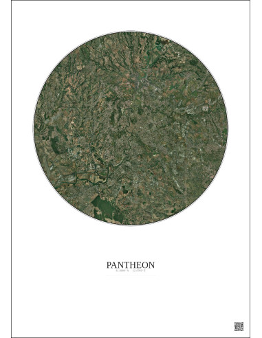 Affiche Pantheon – Poster vue satellite 20km Couleur | Gravura – Fond clair